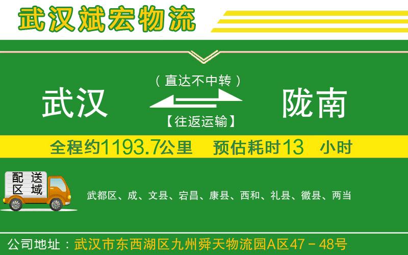 武漢到隴南貨運公司