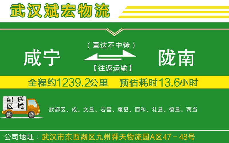 咸寧到隴南物流公司
