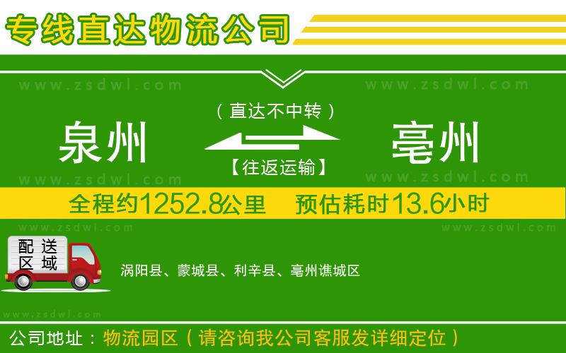 泉州到亳州物流專線
