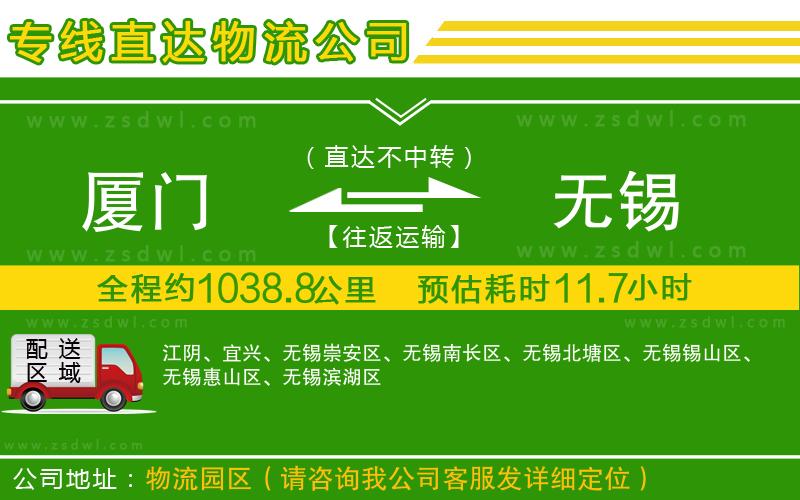 廈門到無錫物流公司