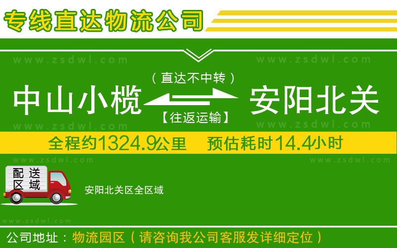 中山小欖到安陽北關區(qū)物流專線