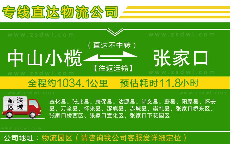 中山小欖到張家口物流專線