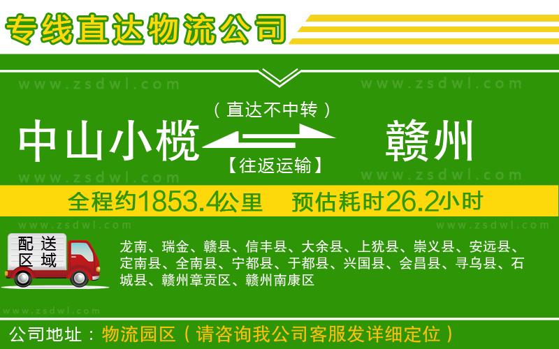 中山小欖到贛州物流專線