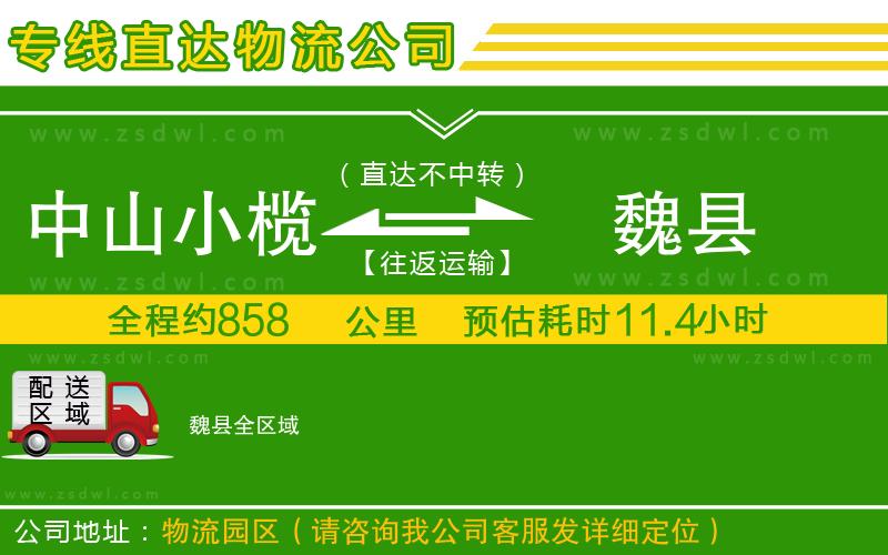 中山小欖到魏縣物流專線
