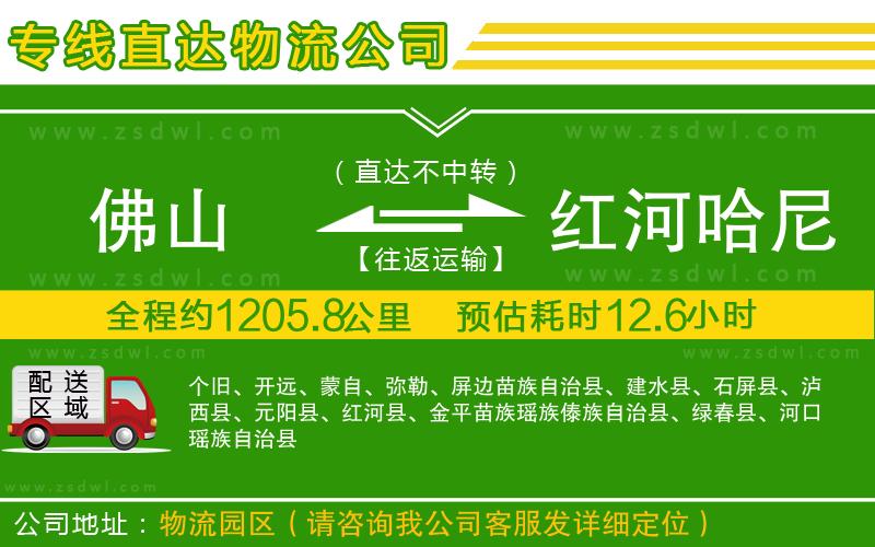 佛山到紅河哈尼族彝族自治州物流公司