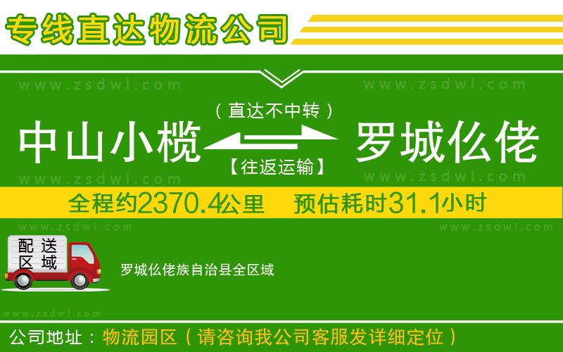 中山小欖到羅城仫佬族自治縣物流專線