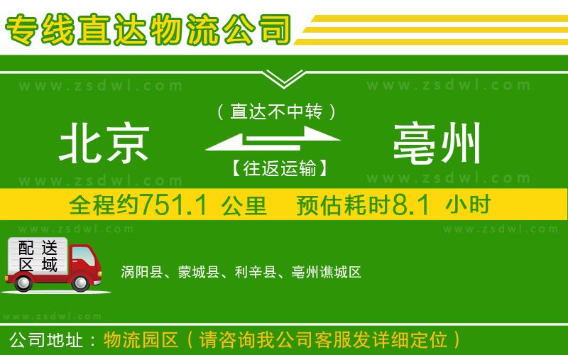 北京到亳州物流公司