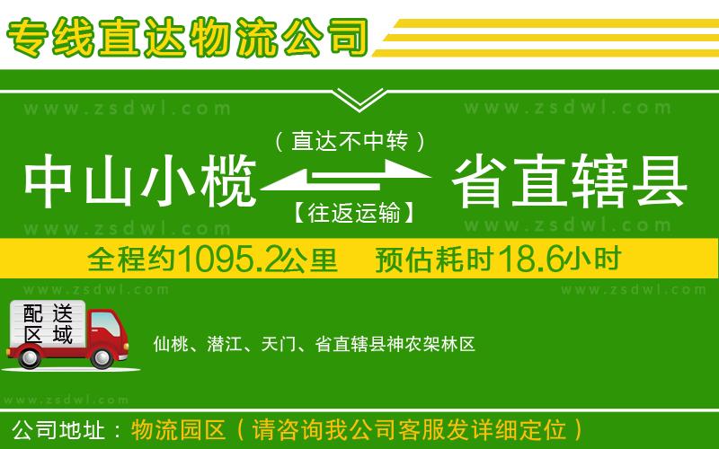 中山小欖到省直轄縣物流專線