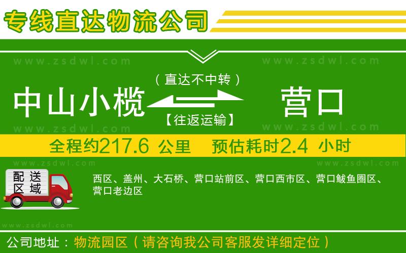 中山小欖到營口物流專線