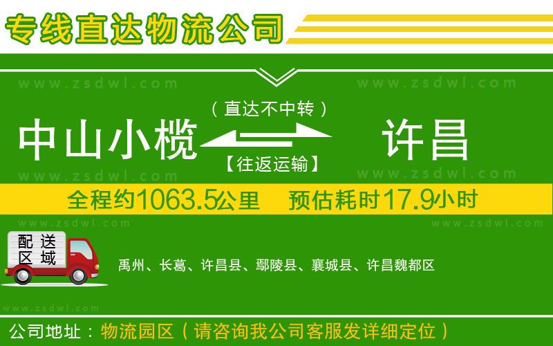 中山小欖到許昌物流專線