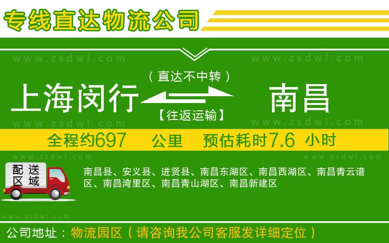 上海閔行區(qū)到南昌物流專線