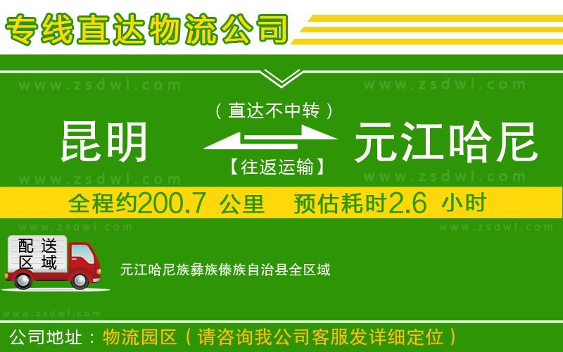昆明到元江哈尼族彝族傣族自治縣物流專線