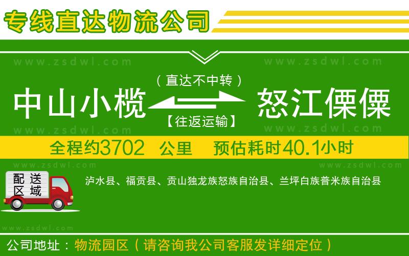 中山小欖到怒江傈僳族自治州物流專線