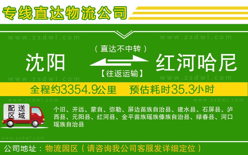 沈陽到紅河哈尼族彝族自治州物流專線
