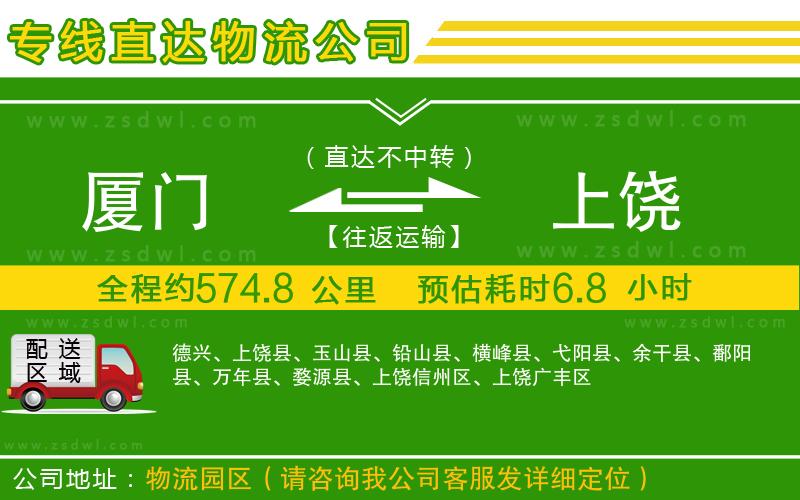 廈門(mén)到上饒物流專線