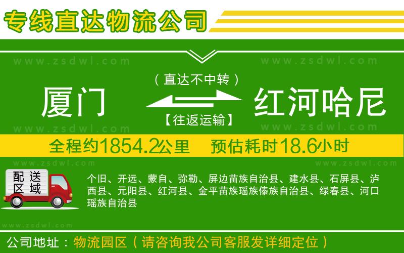 廈門到紅河哈尼族彝族自治州物流專線